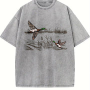 Retro Mallard Ducks Fall 90s Waterfowl Duck Animal Lover Vintage Washed T-Shirt in Gray