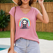 New Short Sleeved Fashionable Vest with Cute Death God Women's Color Cotton Tank Top in Pink