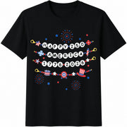 Happy 250 USA Bracelet Friendship Cotton T-Shirt in Black