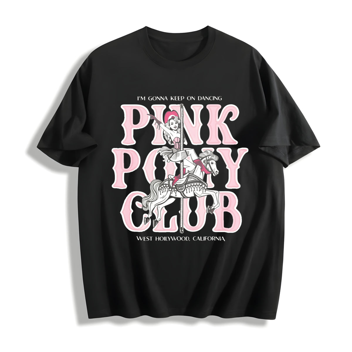 Chappell Roan Pink Pony Club Cotton T-Shirt in Black