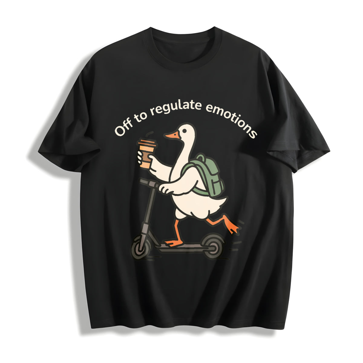 Off to Regulate Emotions Cotton T-Shirt in Black