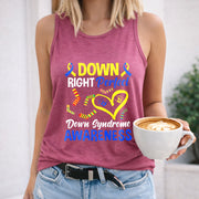 Down Right Perfect Down Syndrome Awareness Women's Color Cotton Tank Top in Red