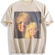 Two Blonde Glam Dolls Vintage Washed T-Shirt in Beige