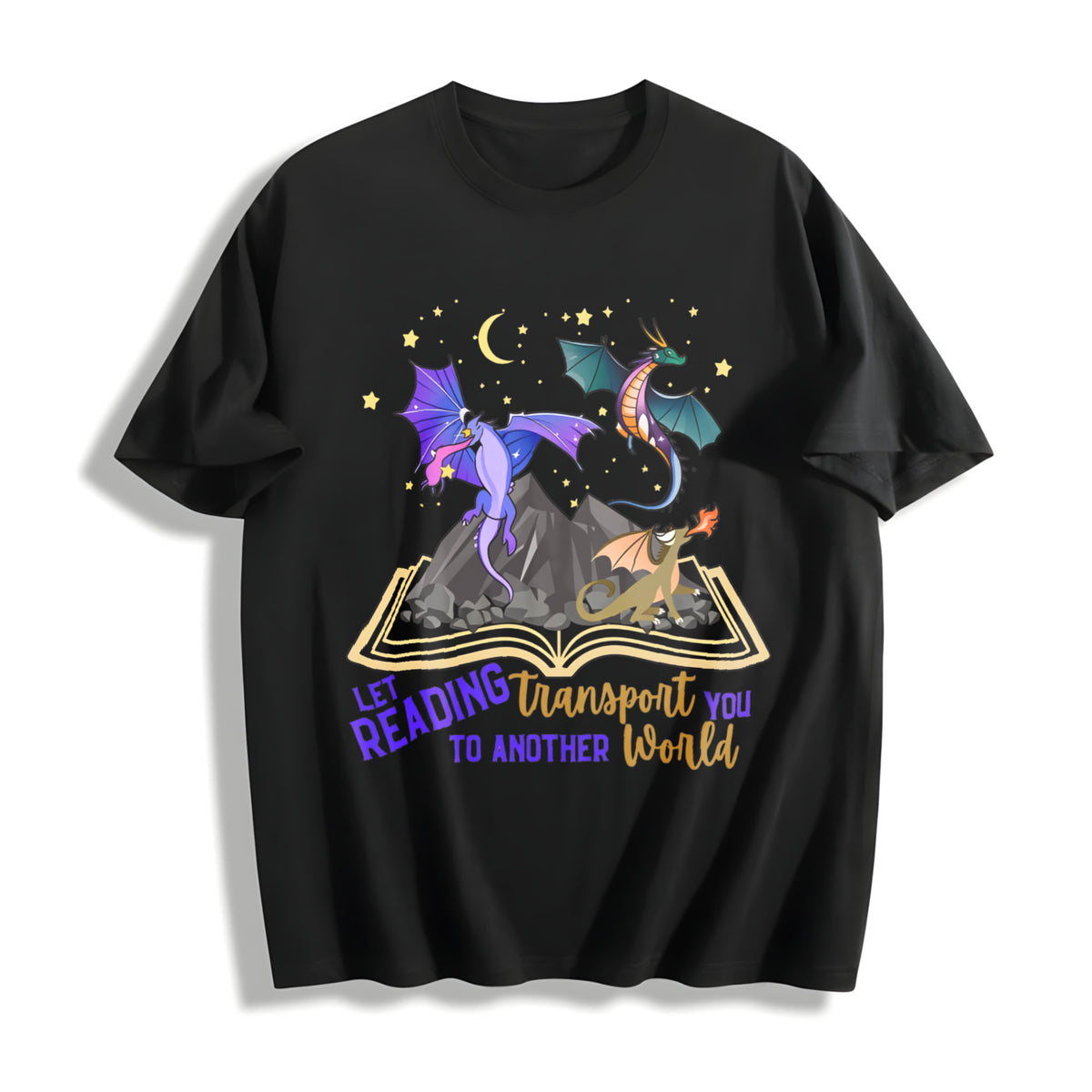 Spring and a Round-neck Short-sleeve with a Small Dragon Cotton T-Shirt in Black