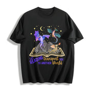 Spring and a Round-neck Short-sleeve with a Small Dragon Cotton T-Shirt in Black