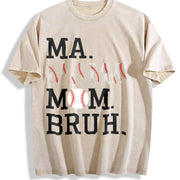 Ma Mama Mom Bruh Baseball Vintage Washed T-Shirt in Beige
