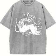 1pc Mouse Thinking Vintage Washed T-Shirt in Gray