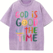 God Is Good All the Time Vintage Washed T-Shirt in Purple