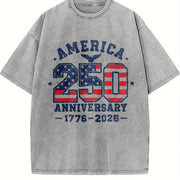 America 250 Anniversary Vintage Washed T-Shirt in Gray