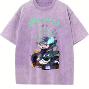 Izuku Midoriya One For All My Hero Academia Season 8 vintage washed oversized T-shirt in Purple
