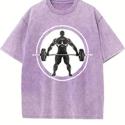 Bodybuilder Barbell Vintage Washed T-Shirt in Purple
