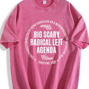 Radical Left Agenda Political Vintage Washed T-Shirt in Red