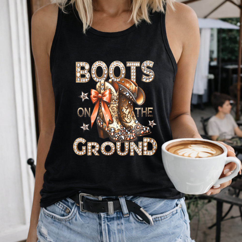 Boots on the Ground Women's Color Cotton Tank Top in Black