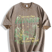 Greetings from Blunder Be Wary Be Clever Be Good Vintage Washed T-Shirt in Brown