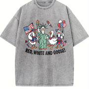 Red White and Goose Vintage Washed T-Shirt in Gray