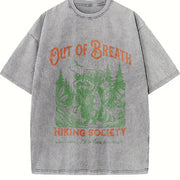 Out of Breath Hiking Society Vintage Washed T-Shirt in Gray