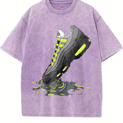 AM 95 Big Bubble Neon Yellow Black Grey 2026 OG Match Vintage Washed T-Shirt in Purple