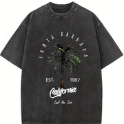 Santa Barbara California Palm Tree vintage washed oversized T-shirt in Black