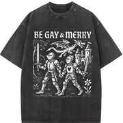Be Gay & Merry Medieval Vintage Washed T-Shirt in Black