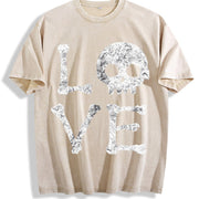 Love Skull Skeleton Bones Halloween Party Cute Ladies Vintage Washed T-Shirt in Beige