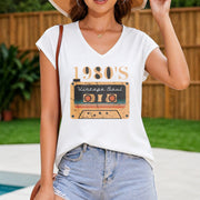 Versatile Tank 1980's Cassette Women's Color Cotton Tank Top in White