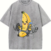 Weightlifting Banana Vintage Washed T-Shirt in Gray