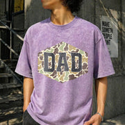 Camouflage Dad Retro Varsity Dad Vintage Washed T-Shirt in Purple