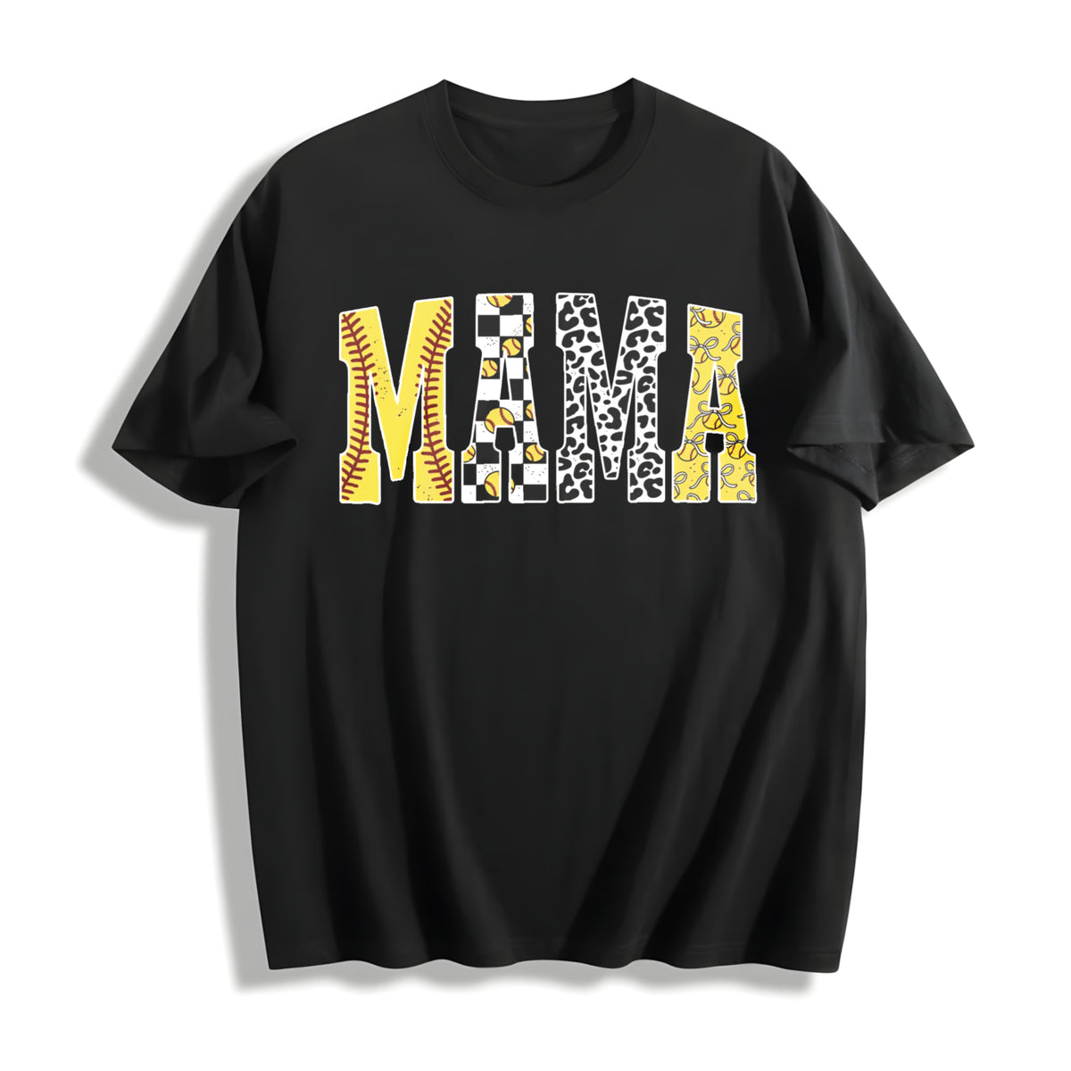 Softball Mama Softball Mom Game Day Cotton T-Shirt in Black