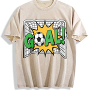 Soccer Goal Vintage Washed T-Shirt in Beige