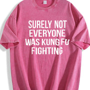 Surely Not Everyone Was Kung Fu Fighting Vintage Washed T-Shirt in Red