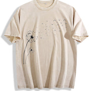 Dandelion Seeds Vintage Washed T-Shirt in Beige