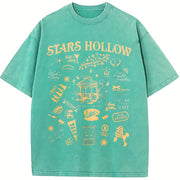 Gilmore-inspired Coffee Vintage Washed T-Shirt in Blue