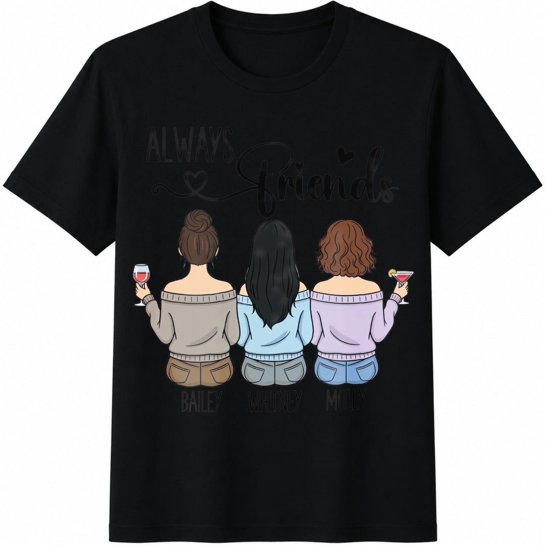 Always Friends Best Friend Cotton T-Shirt in Black