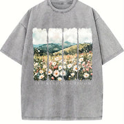 Let Kindness Bloom Vintage Washed T-Shirt in Gray