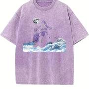 Distressed with Fun. Stylish Vintage Washed T-Shirt in Purple