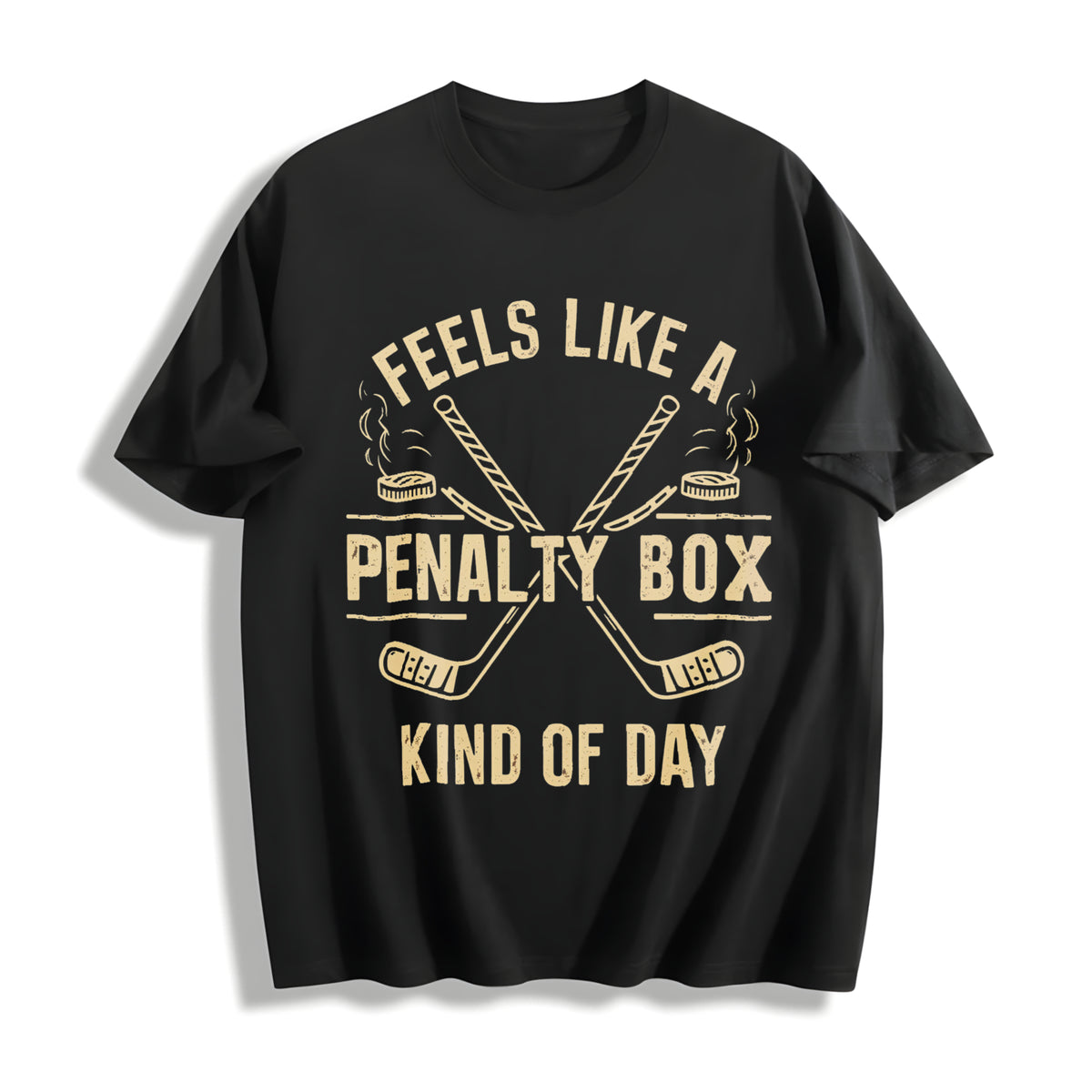 Feels Like a Penalty Box Kind of Day Cotton T-Shirt in Black