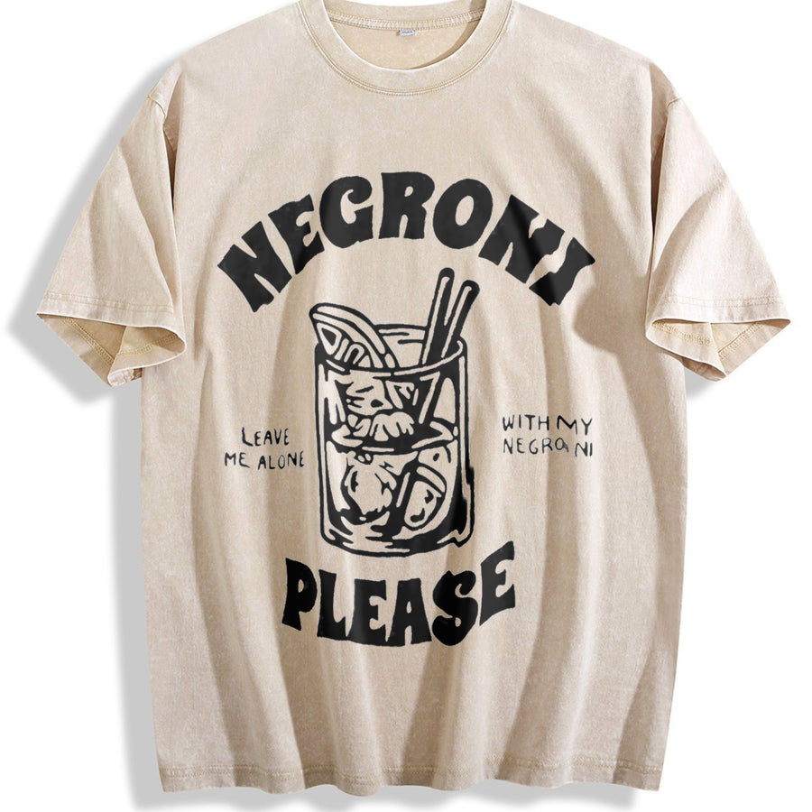 1 Pcs Heavy Adorable Vintage Washed T-Shirt in Beige