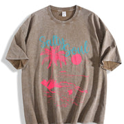 Salty Soul Palm Tree Beach vintage washed oversized T-shirt in Brown