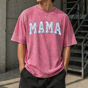 Mama with Toile Floral Vintage Washed T-Shirt in Red