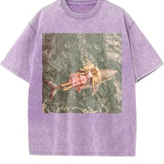 Fairy Doll Flying Vintage Washed T-Shirt in Purple