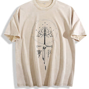 LOTR Middle Earth JRR Tolkien Lord of the Rings vintage washed oversized T-shirt in Beige