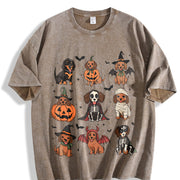 Halloween Dachshund Vintage Washed T-Shirt in Brown