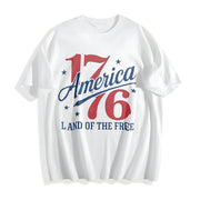 America 1776 Land of the Free Cotton T-Shirt in White