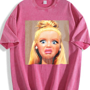 & Retro Doll with Doll Vintage Washed T-Shirt in Red