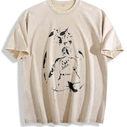 Tengen Uzui Sound Breathing Vibe for Guys vintage washed oversized T-shirt in Beige