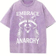 Embrace Anarchy Raccoon Vintage Washed T-Shirt in Purple