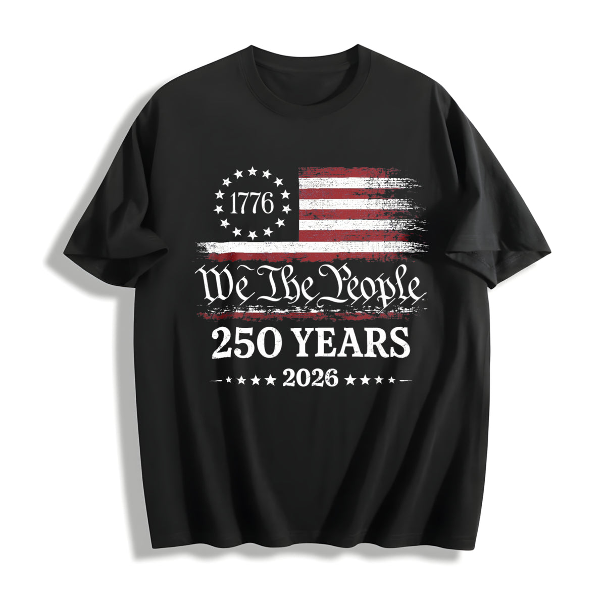 250th America Anniversary Cotton T-Shirt in Black