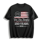 250th America Anniversary Cotton T-Shirt in Black