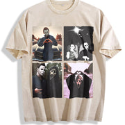 Michael Myers and Ghostface Vintage Washed T-Shirt in Beige