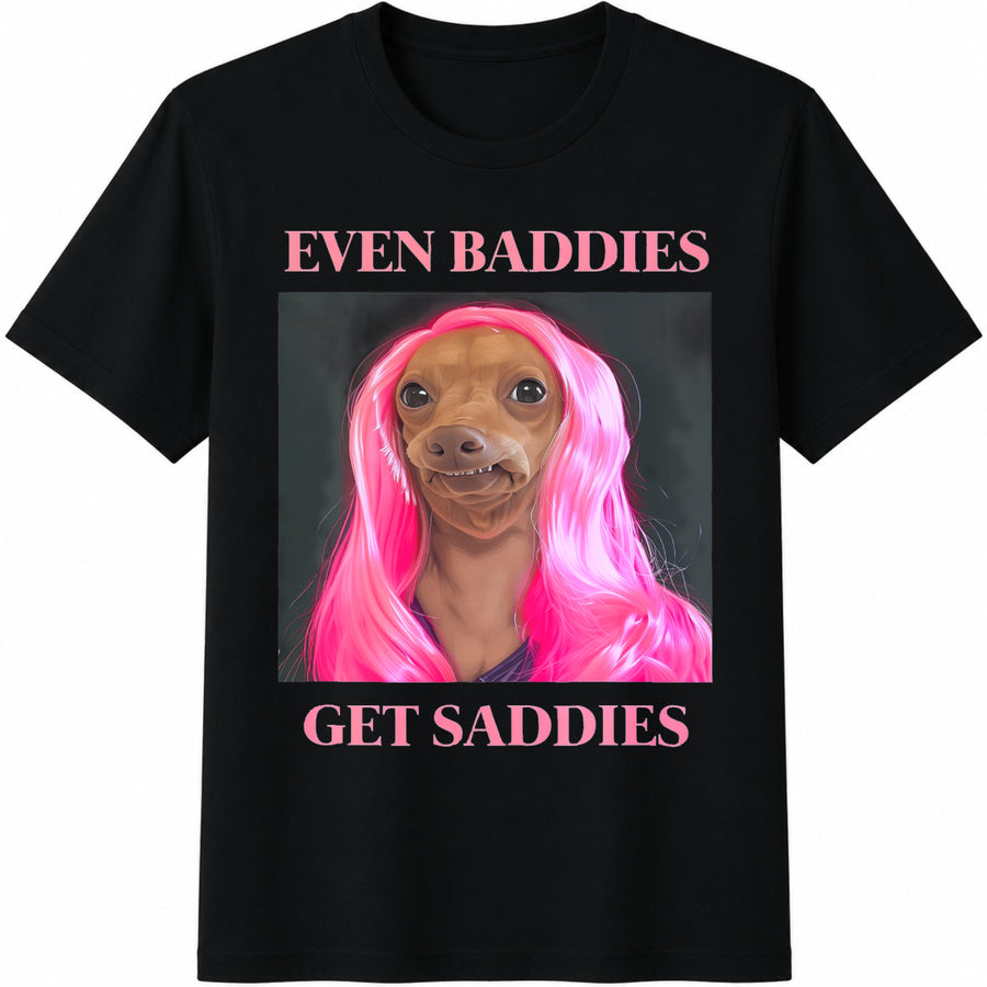 Even Baddies Get Saddies Cotton T-Shirt in Black